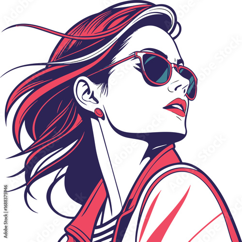 Stylish woman with sunglasses isolated on transparent background