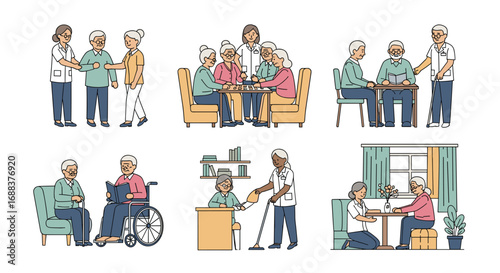 Caring for seniors with compassion and support enhancing their daily lives and fostering community connections in a nurturing environment, Generative AI.
