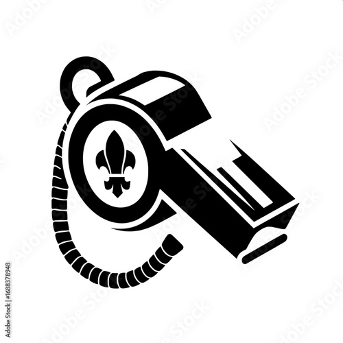 Black and White Vector Silhouette of Scout Whistle