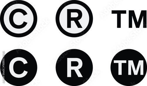 Copyright trademark and registered trademark symbols in circles and text copyright symbol c symbol