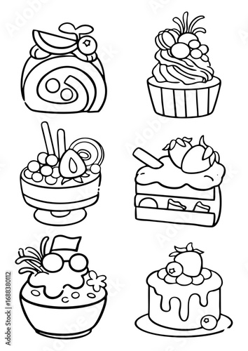 set of cakes illustrtion