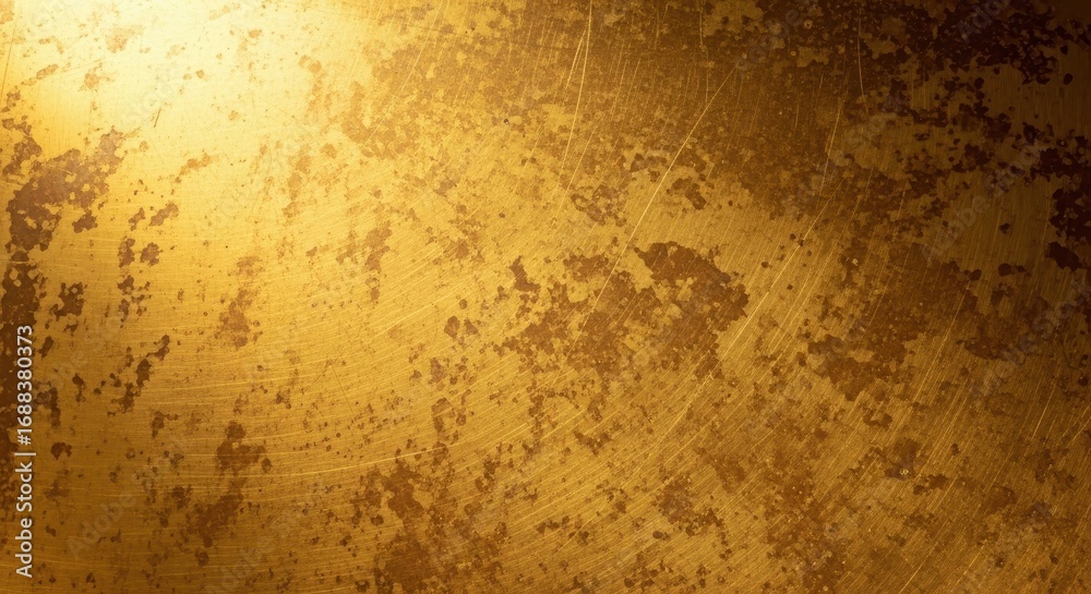 Obraz premium Grungy abstract background showing a distressed and weathered golden metal surface with dramatic highlights