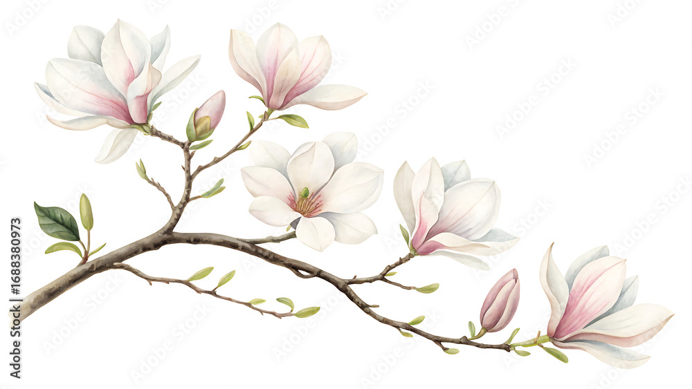 Obraz premium Elegant Watercolor Frame Border with Eucalyptus and Magnolia Blossoms in a Natural Setting