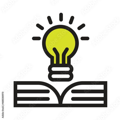 Bright Idea from a Book - Education, Learning, and Knowledge Concept Icon