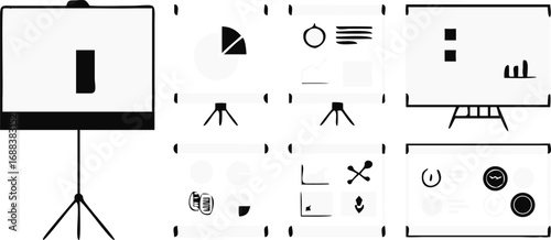 minimal-flat-icons-of-business-presentations-such