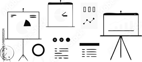 minimal-flat-icons-of-business-presentations-such