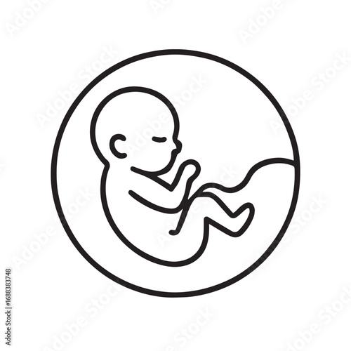 Baby Fetus in Womb Vector Icon – Pregnancy, Healthcare, Maternity Symbol