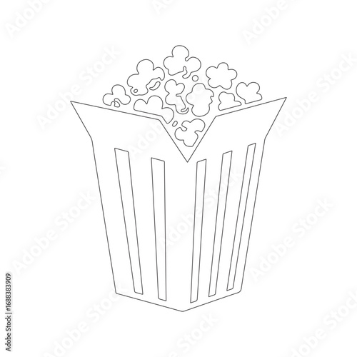 Popcorn Box Line Art | Minimal Snack Food Illustration