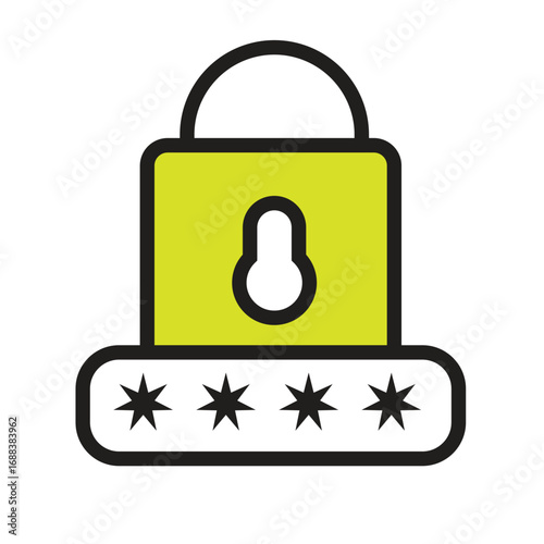 Secure Digital Lock Icon with Password Input for Data Protection and Online Security