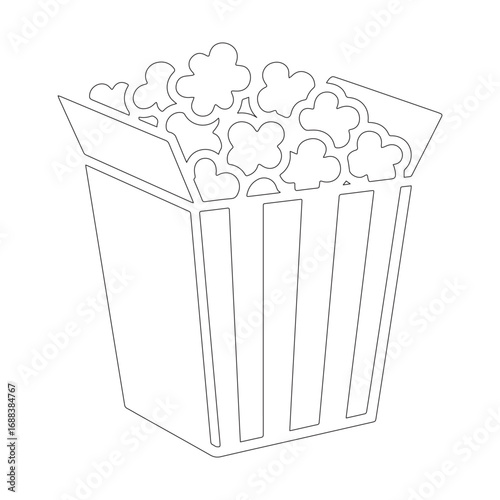 Popcorn Box Line Art | Minimal Snack Food Illustration