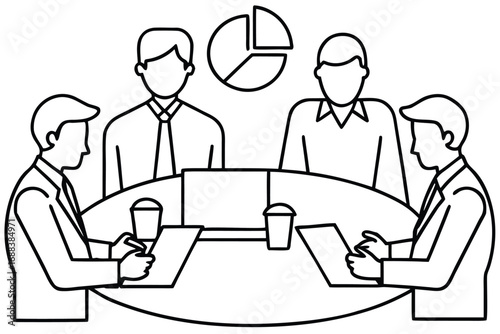 minimalist-line-art-of-business-people-in-roundtab