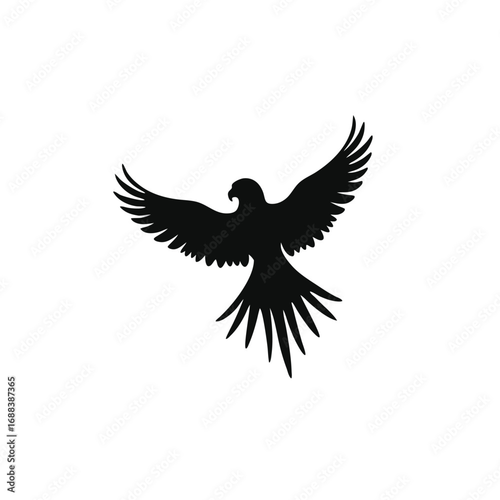 Obraz premium Black silhouette of a bird with outstretched wings