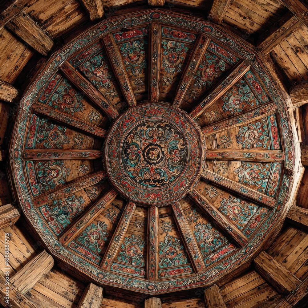 Fototapeta premium Ornate wooden ceiling, intricate designs