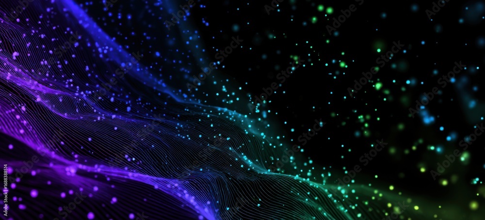 Obraz premium Abstract, dynamic, multicolored particle field