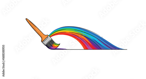 Vibrant paintbrush strokes create a dynamic rainbow arc, symbolizing creativity and artistic expression