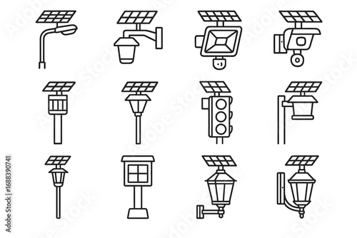 Icon driveway lamp solar pole icons wall vector motion traffic light