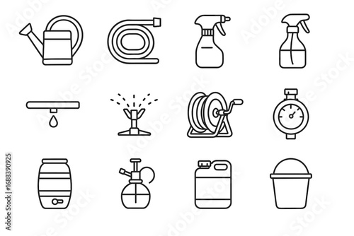 Icon icons sprinklers garden tube spray watering mister nozzle vector irrigation bucket