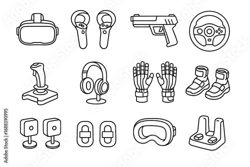 Trackers charging vector icon vr gloves gaming accessories cable foot joystick haptic