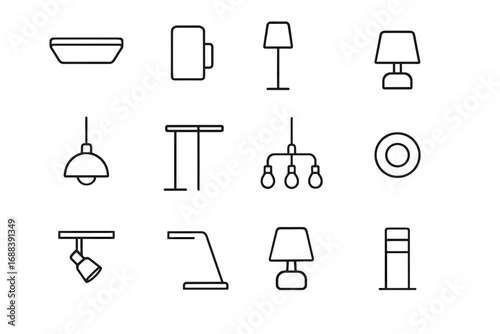 Ceiling tiny vector icons light icon wall minimalist recessed table outdoor lighting