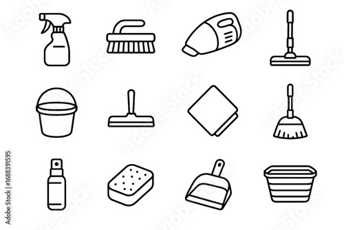 Icons vector compact cleaning cloth squeegee mop handheld laundry icon small sponge