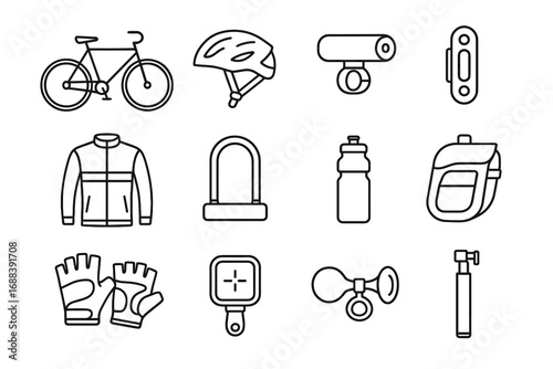 Light gps mount cycling pump urban protective icon taillight jacket icons vector