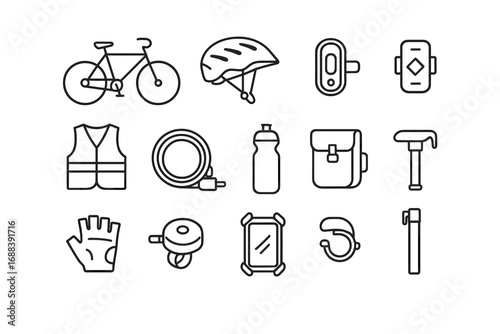 Cable urban phone icons reflector small basic mini gloves vector bell cycling