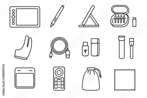 Stand vector express touchpad pen kit case compact digital icon drawing folding