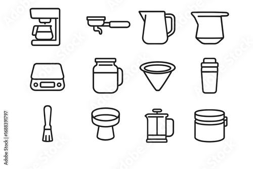 Steaming home drip maker jar mug vector coffee scale icon espresso