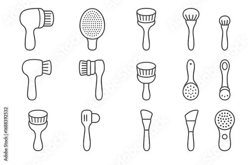 Icons handle cleansing exfoliating facial scrubber brush skincare icon deep face vector