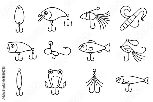 Head icons icon sinking fishing metal jig plastic frog lure minnow vector