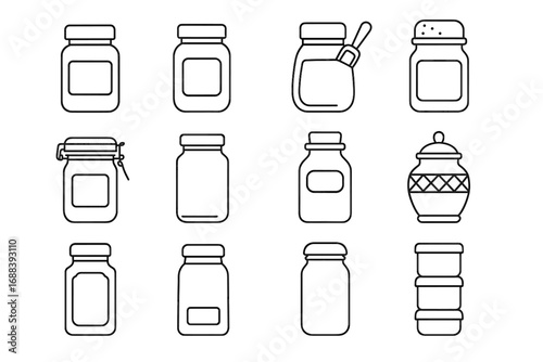 Vector ceramic classic jar contemporary everyday icon kitchen decorative cork spice