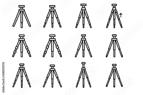 Height tripod icon section vector compact telescopic telescoping tall icons leg