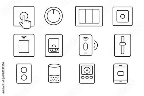 Motion dimmer smart remote home vector triple icon sliding wireless switch wall