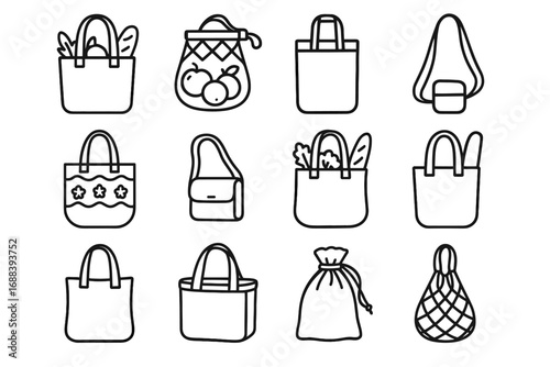 Bag bread vector reusable loaf bags tall sack grocery canvas icon fruit