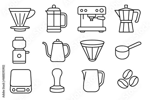 Plunger icon spoon icons vector professional moka brewing whole frothing coffee press