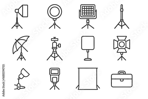 Carry icon ring photography softbox lighting icons flash vector barn door light