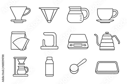 Coffee vector water ceramic icon brewing insulated stainless drip stand