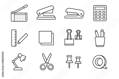 Clips scissors compact mini icon tool desk pins paper vector roll binder