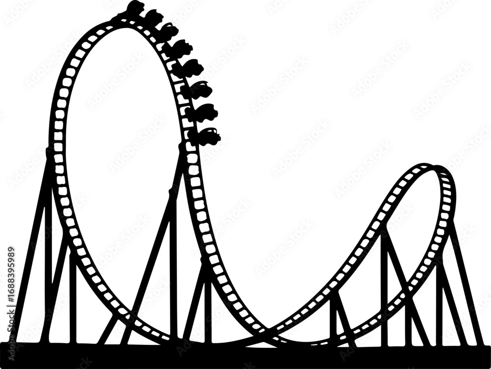 Obraz premium Roller Coaster Silhouette vector illustration