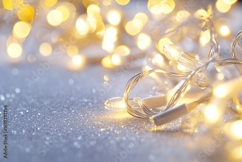 Detailed Visual of Glittering Lights Glowing Celebration, Isolated on White Background