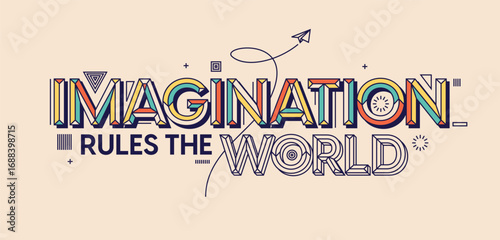 Imagination quote in modern typography. Design for your wall graphics, typographic poster, web design and office space graphics.