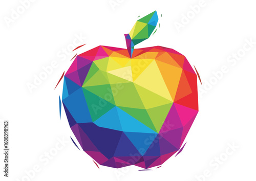 Polygonal rainbow apple with vibrant colors
