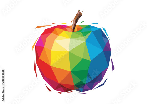 Polygonal rainbow apple with vibrant colors