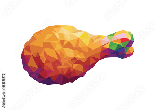 Polygonal roast chicken in vibrant colors