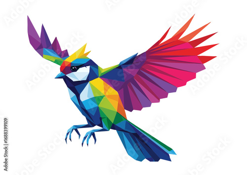Polygonal rainbow titmouse standing elegantly