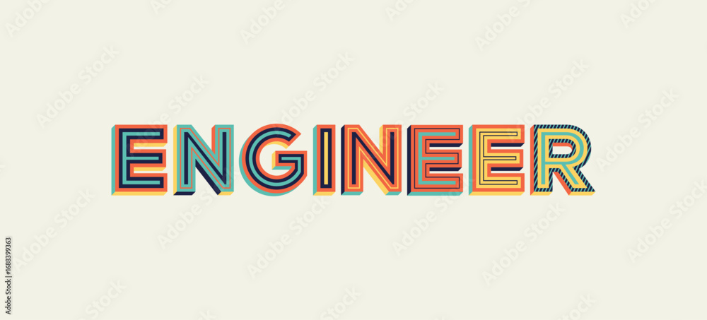 Fototapeta premium Engineer word in modern typography. Design for website banner, magazine, wall graphics, poster, flyer and catalogue design.