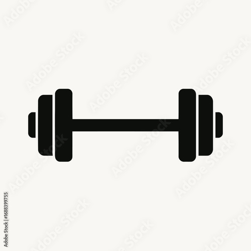 Vector illustration of dumbbell silhouette, a fitness equipment icon