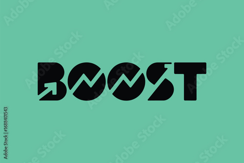 The word boost displayed in black with an arrow incorporated in the b on a light green background