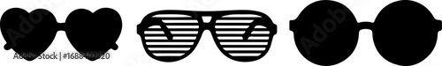 Funky sunglasses collection featuring heart shapes and striped styles for a playful, trendy look