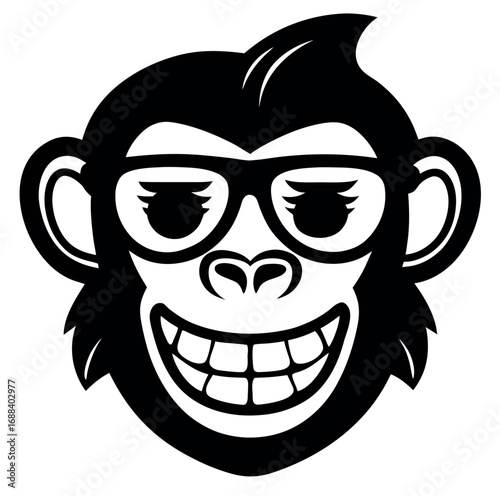 Cute cartoon smiling monkey face illustration